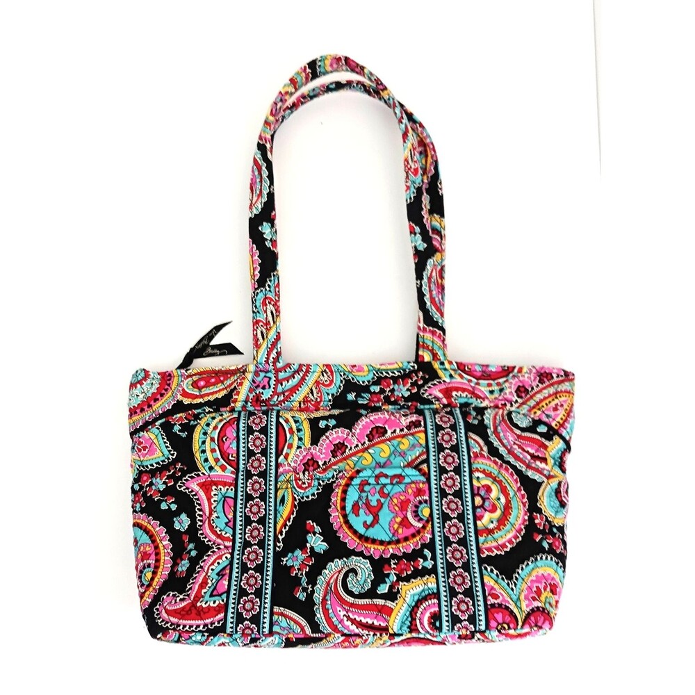 NEW Vera Bradley Tote Bag Bright Parisian Paisley Print Zip Top 16X5X10